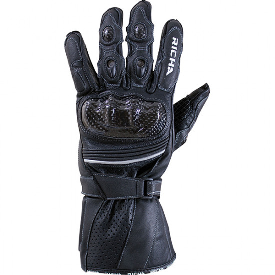 Richa Ravine Leather Sports Gloves Black Mens Motorcycle Gloves - SKU 081/RAVINE/BK/02