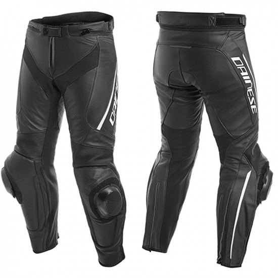Dainese Delta 3 Leather Pants 948 Black White Mens Motorcycle Trousers - SKU 912/155370594844