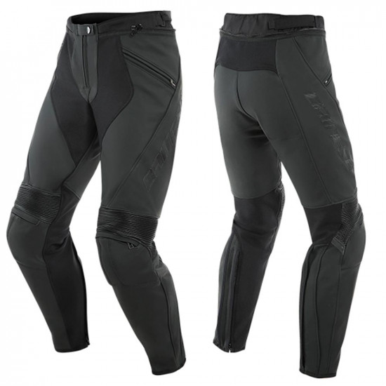 Dainese Pony 3 Leather Pants 076 Black Matt Mens Motorcycle Trousers - SKU 912/155371107644