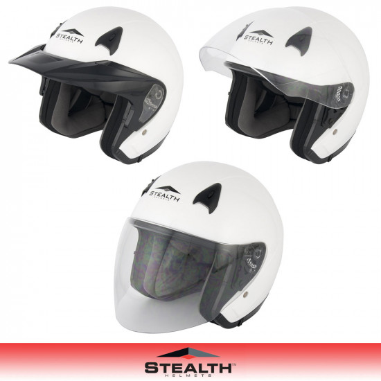 Stealth Helmet NT200 Open Face White Open Face Helmets - SKU STH001XS