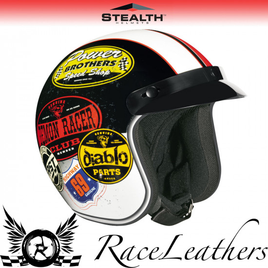 Stealth Helmet HD320 Open Face Fibreglass Old School Colour Open Face Helmets - SKU STH013XS