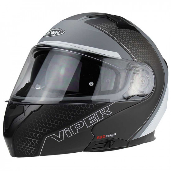 Viper RSV345 Trik Black White Flip Front Motorcycle Helmets - SKU AFM064TrikBlackWhiteXS