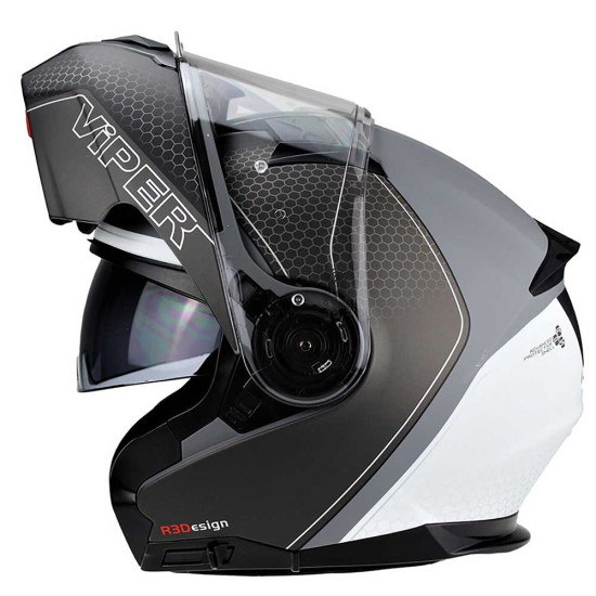 Viper RSV345 Trik Black White £109.95 Flip Front Motorcycle Helmets - SKU AFM064TrikBlackWhiteXS from RaceLeathers Motorcycle Clothing