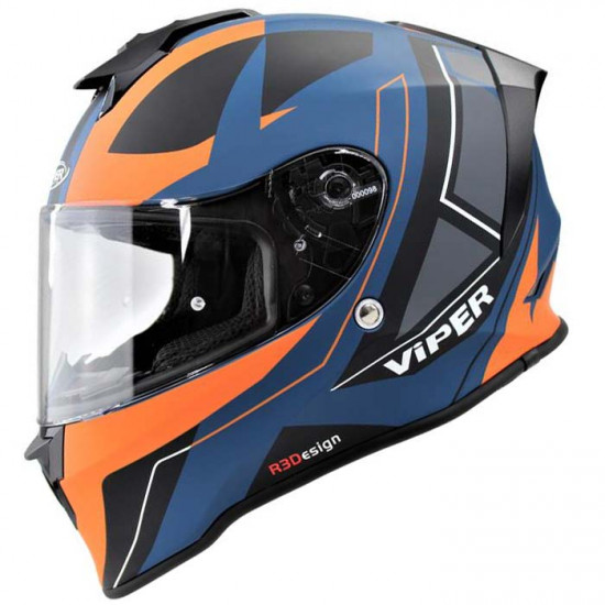 Viper RS55 Cyclone Matt Orange Blue Full Face Helmets - SKU A347CycloneOrangeXS