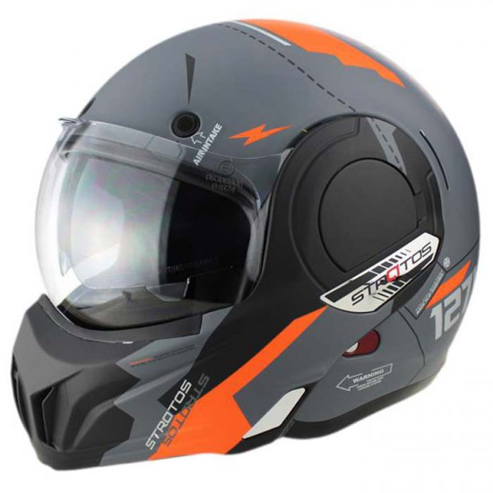 VPR 303 F242 Verto Reverse Flip Motorcycle Helmet Grey Orange