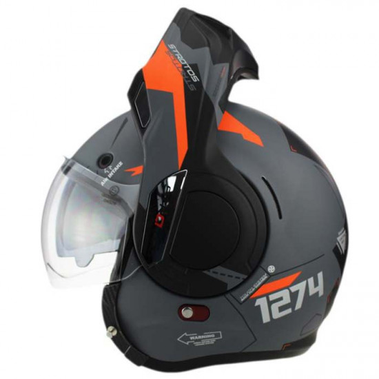 VPR 303 F242 Verto Reverse Flip Motorcycle Helmet Grey Orange Flip Front Motorcycle Helmets - SKU A256VertoMattGreyOrangeXS