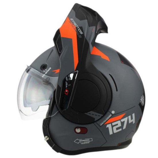Viper VPR 303 F242 Verto Reverse Flip Motorcycle Helmet Grey Orange £169.95 Flip Front Motorcycle Helmets - SKU A256VertoMattGreyOrangeXS from RaceLeathers Motorcycle Clothing