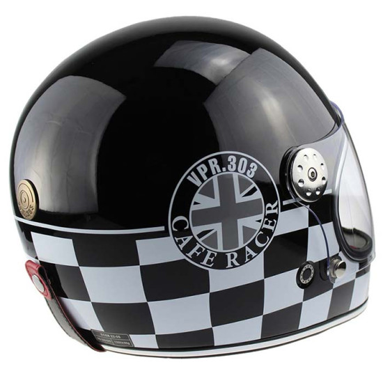 VPR.303 F656 Vintage Retro Cafe Racer Motorcycle Helmet Black £149.95 Full Face Helmets - SKU A31159NewBlackChequerXS from RaceLeathers Motorcycle Clothing