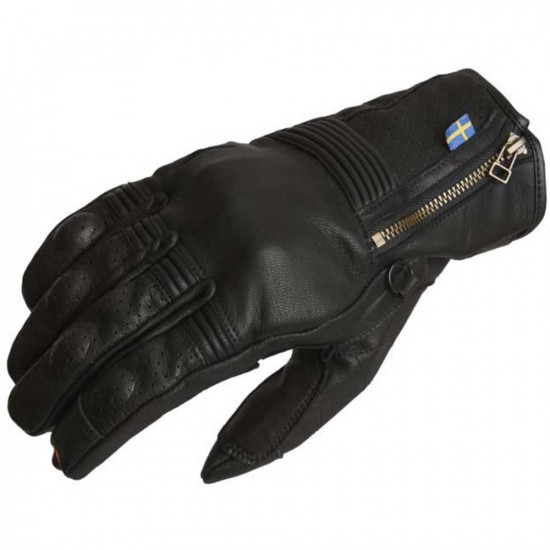 Halvarssons Hofors Black Leather Mens Motorcycle Gloves - SKU 7102111020005