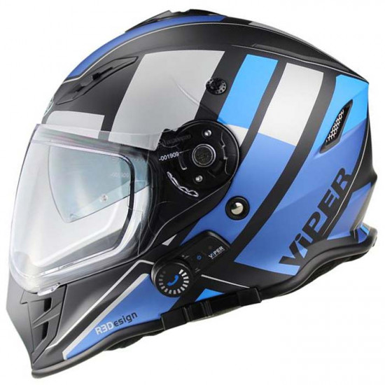 Viper RSV141 BL+ Matt Black Blue Bluetooth Full Face Helmets - SKU A357MattBlackBlueXS