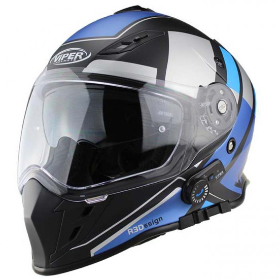 Viper RSV141 BL+ Matt Black Blue Bluetooth £199.95 Full Face Helmets - SKU A357MattBlackBlueXS from RaceLeathers Motorcycle Clothing