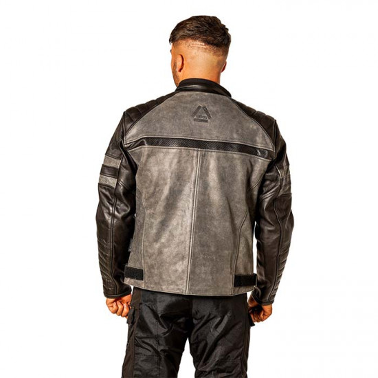 Viper Pier Leather Black Grey Mens Motorcycle Jackets - SKU A364BlackGreyXS36