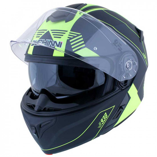 Duchinni D938 Black Neon Flip Front Helmet Flip Front Motorcycle Helmets - SKU DHD93892SM