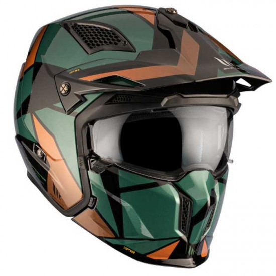 MT Streetfighter SV S P1R Matt Black Green Gold Helmet