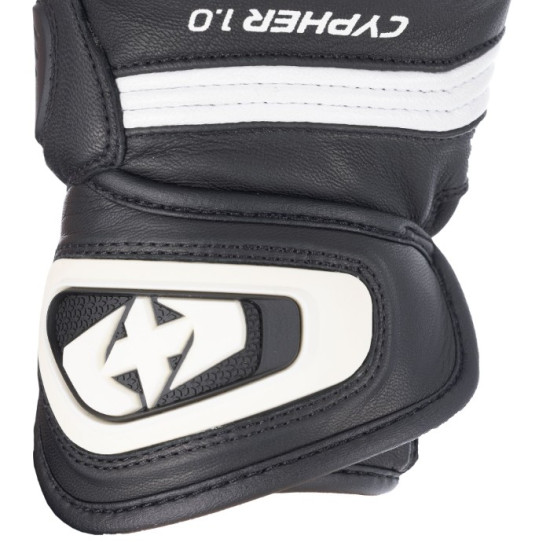 Oxford Cypher 1.0 Short Leather Mens Gloves Black White £89.99 Mens Motorcycle Gloves - SKU GM2232012XL from RaceLeathers Motorcycle Clothing