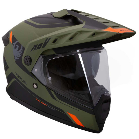 Merlin Torres Block Matt Green £249.99 Full Face Helmets - SKU MHM409/MATTGRN/XS from RaceLeathers Motorcycle Clothing