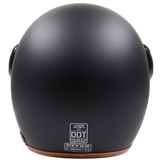 Axor Jet Matt Black Helmet With Brown Interior £69.95 Open Face Helmets - SKU AXR044L from RaceLeathers Motorcycle Clothing