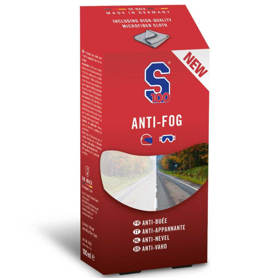 S100 Anti-Fog 100ml Spray & Cleaning Cloth Set  For Motorcycle Helmet VIsors £14.99 Rider Accessories - SKU DW3426 from RaceLeathers Motorcycle Clothing