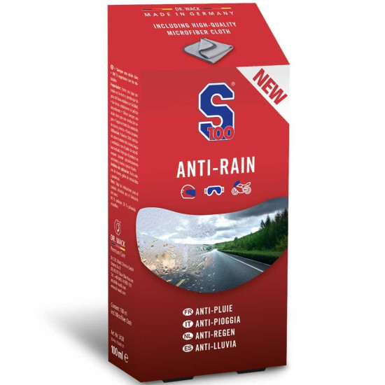 S100 Anti-Rain 100ml Spray & Cloth Set For Motorcycle Helmet VIsors £14.99 Rider Accessories - SKU DW3428 from RaceLeathers Motorcycle Clothing