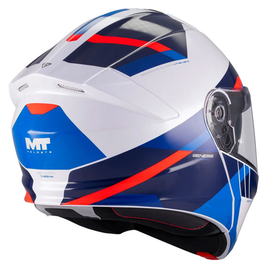 MT Genesis R Cheeky A7 Gloss White Blue Red £119.99 Flip Front Motorcycle Helmets - SKU M1376D54A7108 from RaceLeathers Motorcycle Clothing