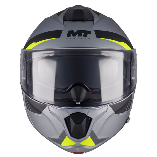 MT Genesis R Cheeky C3 Matt Grey Fluo £119.99 Flip Front Motorcycle Helmets - SKU M1376D54C3208 from RaceLeathers Motorcycle Clothing