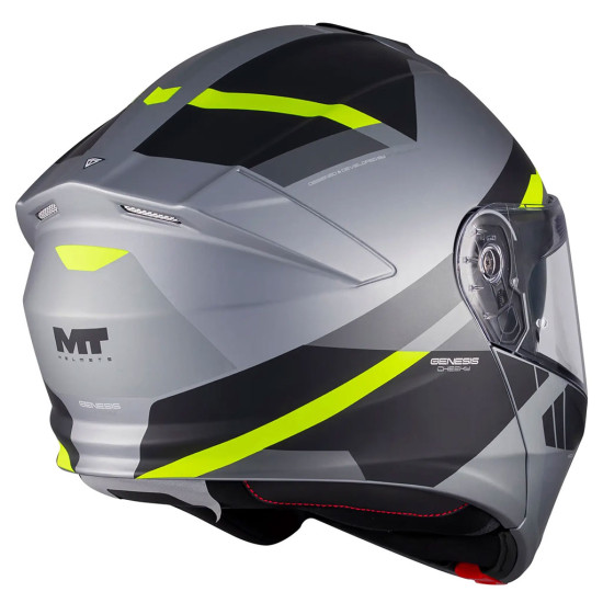 MT Genesis R Cheeky C3 Matt Grey Fluo £119.99 Flip Front Motorcycle Helmets - SKU M1376D54C3208 from RaceLeathers Motorcycle Clothing