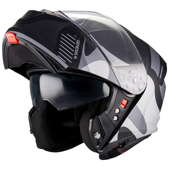 MT Genesis R Lancer B12 Matt Black Grey £119.99 Flip Front Motorcycle Helmets - SKU M1376D56B12208 from RaceLeathers Motorcycle Clothing