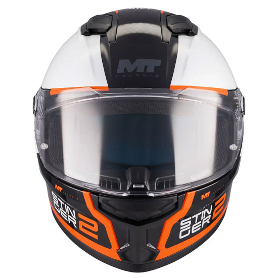 MT Stinger 2 Core B0 Gloss Black White Orange £79.99 Full Face Helmets - SKU M1334C76B0106 from RaceLeathers Motorcycle Clothing