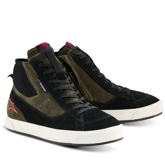 Alpinestars Stated WP Waterproof Short Boots Military Green Black Off-White £170.99 Mens Motorcycle Touring Boots - SKU 2540526600343 from RaceLeathers Motorcycle Clothing