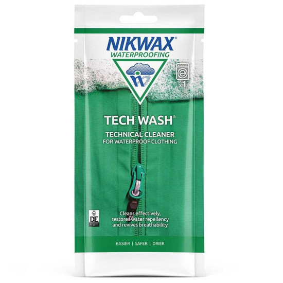 Nikwax Tech Wash Pouch 100ml £2.49 Clothing Accessories - SKU 0363083S from RaceLeathers Motorcycle Clothing