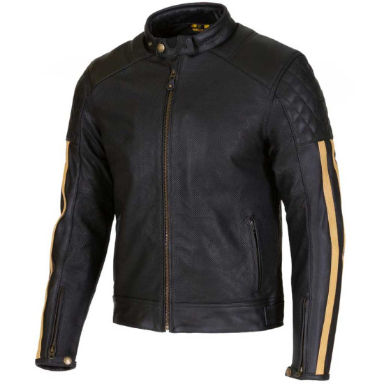 Merlin Icon Black Gold Leather Jacket £399.99 Mens Motorcycle Jackets - SKU MPL070/BLK/GD/38 from RaceLeathers Motorcycle Clothing