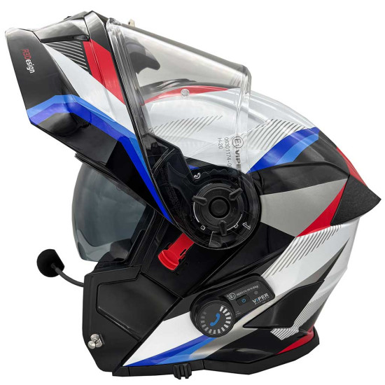 Viper RSV121 V.8 Red Blue Blinc Bluetooth Helmet £219.95 Flip Front Motorcycle Helmets - SKU A340BlackRedBlueXS from RaceLeathers Motorcycle Clothing