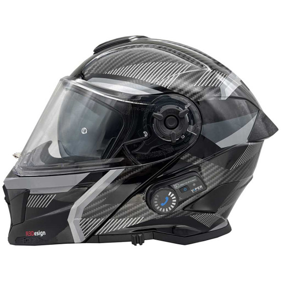 Viper RSV121 V.8 Carbon Look Blinc Bluetooth Helmet £219.95 Flip Front Motorcycle Helmets - SKU A340CarboneXS from RaceLeathers Motorcycle Clothing