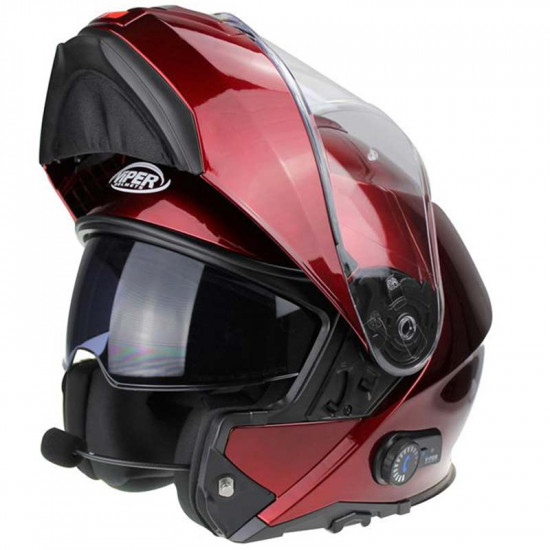 Viper RSV191 BL+ 3.0 Burgundy Bluetooth £209.95 Flip Front Motorcycle Helmets - SKU A270BurgundyXS from RaceLeathers Motorcycle Clothing