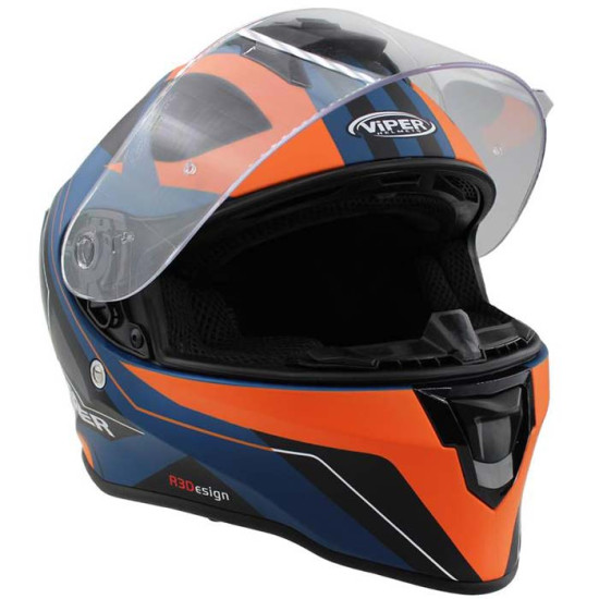 Viper RS55 Cyclone Matt Orange Blue £79.95 Full Face Helmets - SKU A347CycloneOrangeXS from RaceLeathers Motorcycle Clothing