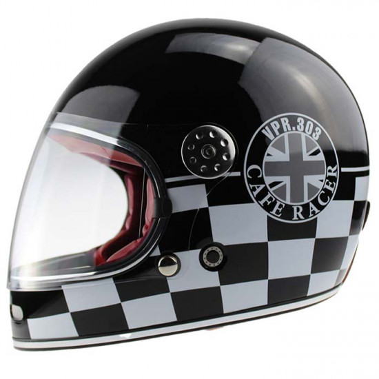 VPR.303 F656 Vintage Retro Cafe Racer Motorcycle Helmet Black