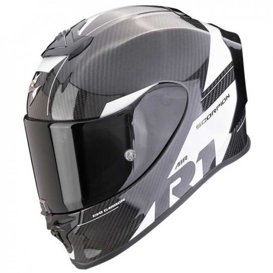 Scorpion R1 EVO Carbon Rally Black White Helmet Full Face Helmets - SKU 750110434551XS