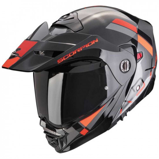 Scorpion Adx-2 Galane Silver Black Red Helmet £219.95 Flip Front Motorcycle Helmets - SKU 750894553271XS from RaceLeathers Motorcycle Clothing