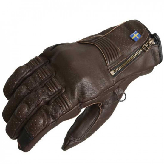 Halvarssons Hofors Brown Leather Mens Motorcycle Gloves - SKU 7102111023007