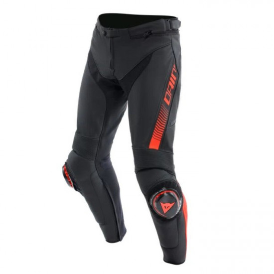 Dainese Super Speed Leather Pants 628 Black Fluo Red Mens Motorcycle Trousers - SKU 912/155000162844
