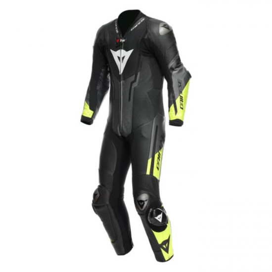 Dainese Misano 3 Perf D-Air 1Pc Suit P18 Black Fluo Yellow Leather Suits - SKU 910/1D10031P1844