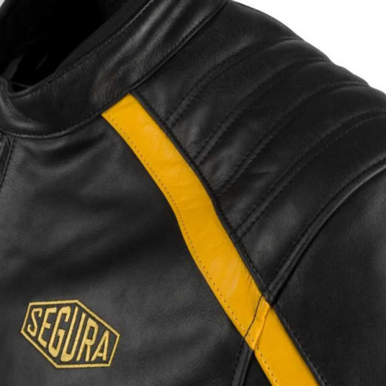Segura Formula Black Yellow Leather Jacket Mens Motorcycle Jackets - SKU 75SCB17971S