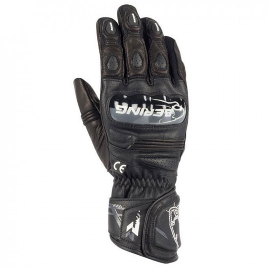 Bering Snap Black White Leather Glove Mens Motorcycle Gloves - SKU 77BGR19908