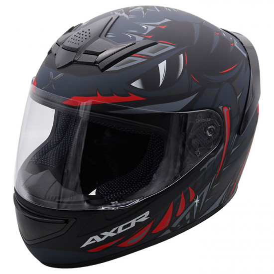 Axor Rage Python Matt Black Grey Red Full Face Helmet Full Face Helmets - SKU AXR010L