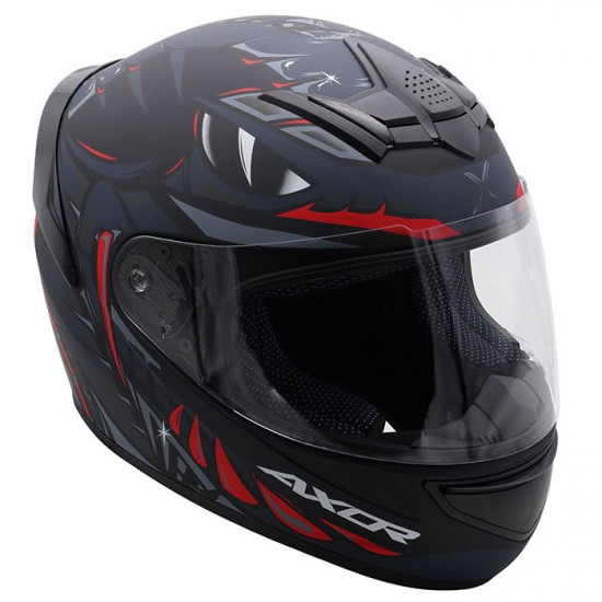 Axor Rage Python Matt Black Grey Red Full Face Helmet