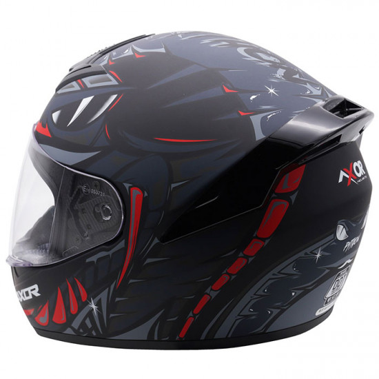 Axor Rage Python Matt Black Grey Red Full Face Helmet Full Face Helmets - SKU AXR010L