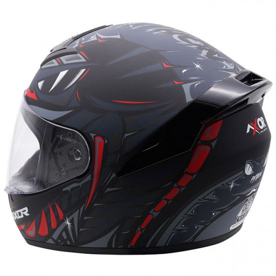 Axor Rage Python Matt Black Grey Red Full Face Helmet £59.95 Full Face Helmets - SKU AXR010L from RaceLeathers Motorcycle Clothing