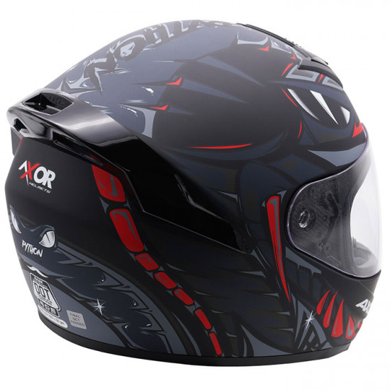 Axor Rage Python Matt Black Grey Red Full Face Helmet £59.95 Full Face Helmets - SKU AXR010L from RaceLeathers Motorcycle Clothing
