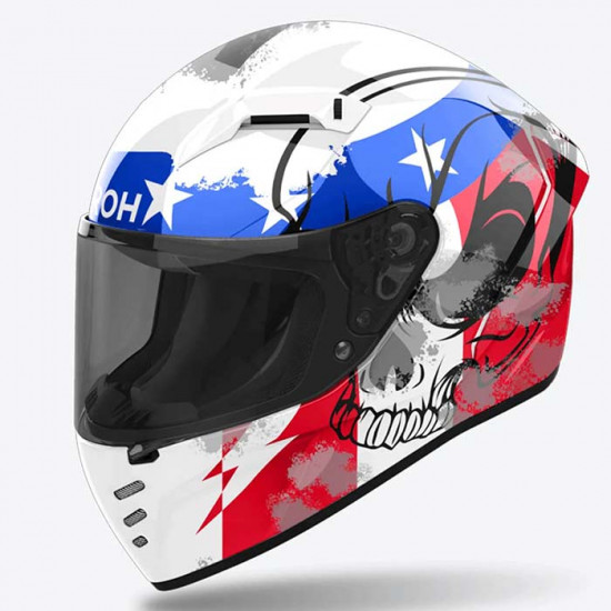Airoh Connor Nation Gloss Red White Blue Full Face Helmets - SKU ARH190L