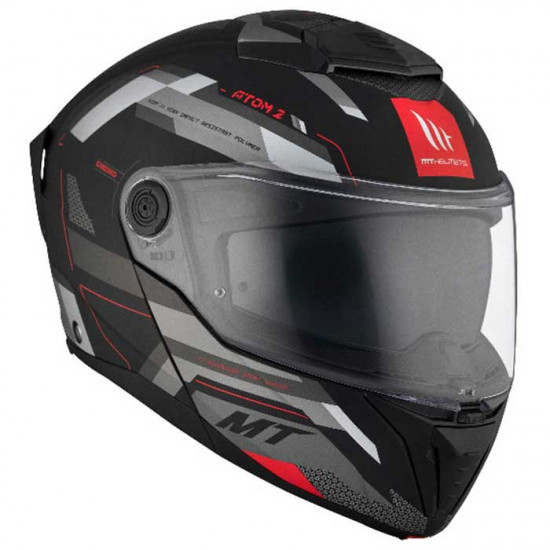 MT Atom 2 Bast Matt Black Grey Helmet £149.99 Flip Front Motorcycle Helmets - SKU M1335A252513 from RaceLeathers Motorcycle Clothing